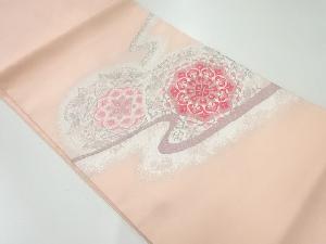 流水に花鳥模様織出し名古屋帯